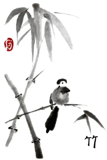 [PDO-00NG005] Dubbelkaart serie 'Japonaise' - L'Oiseau 005 - 10x15cm + envel.