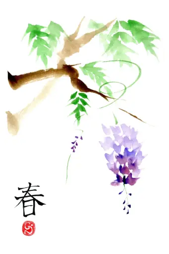 [PDO-00NG044] Carte double série 'Japonaise' - La Glycine 044 - 10x15cm + envel.