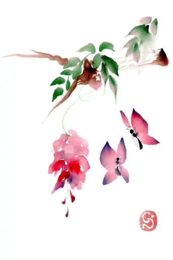 [PDO-00NG053] Dubbelkaart serie 'Japonaise' - La Glycine 053 - 10x15cm + envel.