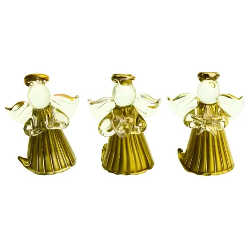 [ENG-98M004] Lot de 6 anges/doré en verre - assorti (45mm)