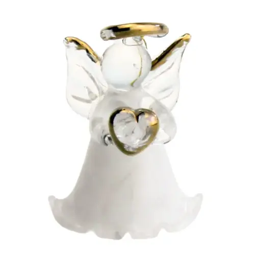 [ENG-98M006] Set von 6 Engeln in Glass/weiss - sortiert (45mm)