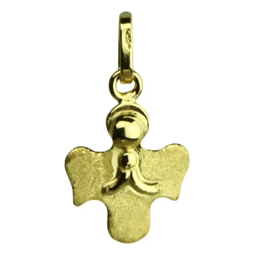 [MDP-10ENG02] Pendentif Ange - Argent 925% 3µm Plaqué Or mat (Ø13mm)