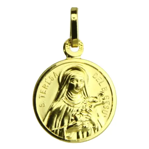 [MDP-10THE010] Saint Theresa Medal - 925% Silver 3μm Gold Plated (Ø14mm)