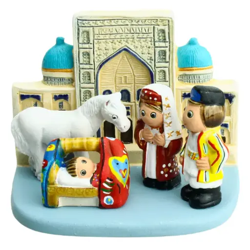 [KGR-85UZB01] Nativity ceramic "Uzbekistan" - 7x9cm