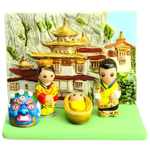 [KGR-85BUT01] Weihnachtskrippe Keramik "Buthan" - 7x9cm