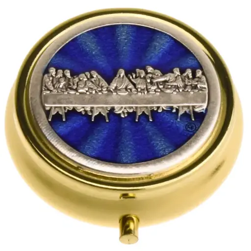 [HSD-75D40DC] Pyxis gold plated 'Last Super' - ennamel blue - D 40mm