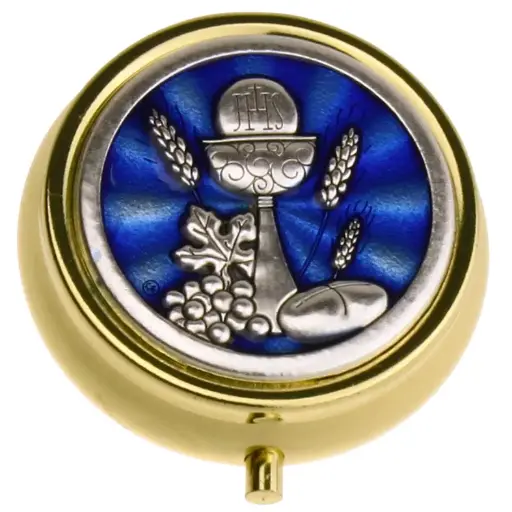 [HSD-75D40CAL] Pixide vergoldet 'Kelch/Aren' - emailliert/Blau - D 40mm