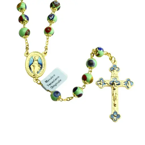 [RZK-05M09] Rosari - mosaic - ennamel cross - assorted (Ø6mm)