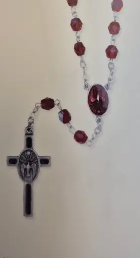 [RZK-40M01] Rozenkrans H.Geest - imitatie kristalparels/ketting - rood (⌀ 6mm)