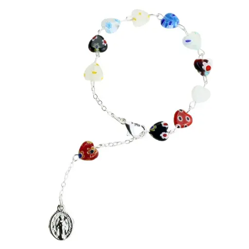 [ARM-40M01] Armband/Mini-rosenkranz mit Verschluss - Herz/Murine Glass - sortiert