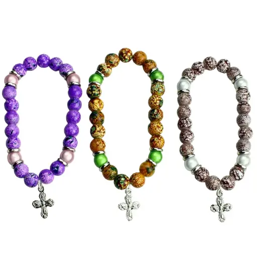 [ARM-40M03] Armband/elastiek - glas geschilderd