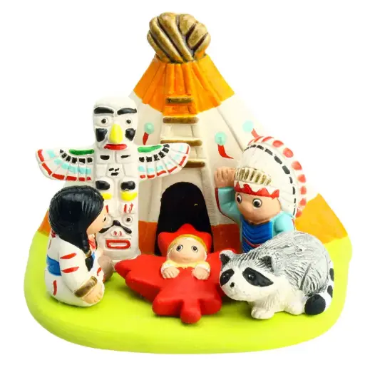 [KGR-85SIO01] Nativity ceramic "Sioux" - 7x9cm