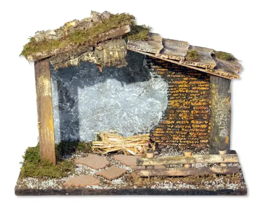[STL-94M05] Crib in wood/moss (33x18x23cm)