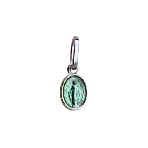 [MDZ-55WON01BL] Médaille Miraculeuse/émaillé bleu - Argent rhodié (6x9mm)