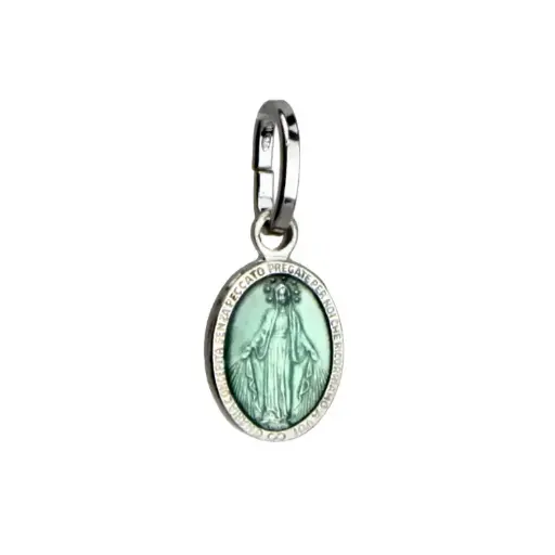 [MDZ-55WON02BL] Medaille OLV Wonderdadig - zilver 925‰ rhodium/blauw email ovaal (8x10mm)