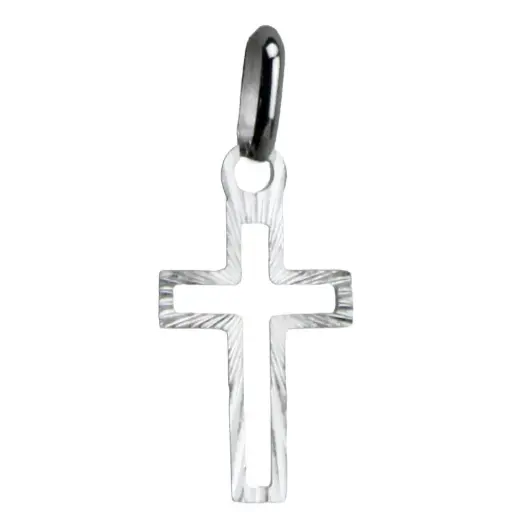 [HKZ-55M04] Halskreuz ausgeschnittet  - Silber 925% rhodiert (9x15mm)