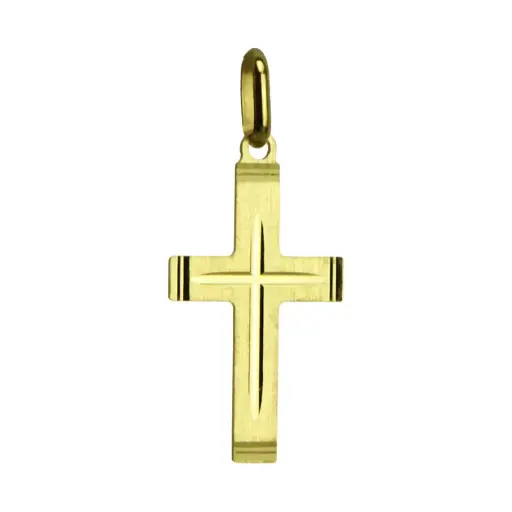 [HKP-55M06] Halskreuz geschliefen  - Silber 925% vergoldet (13x20mm)