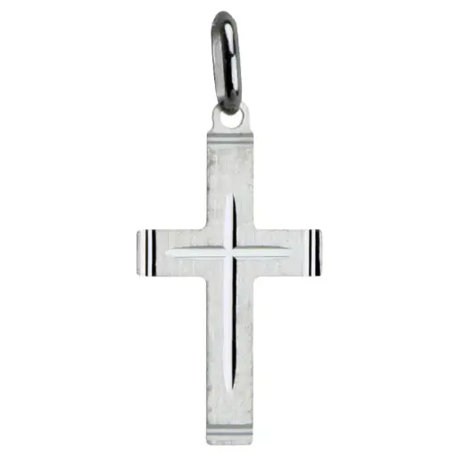 [HKZ-55M06] Kruisje geslepen - Ag 925‰ rhodium (13x20mm)