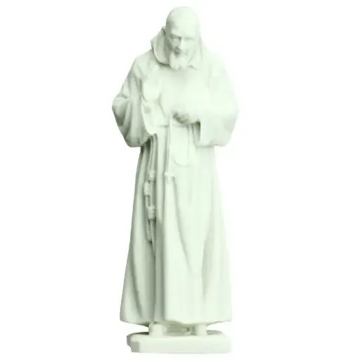 [BLD-93RBA774] Statue P.Pio - albâtre/blanche - 12cm