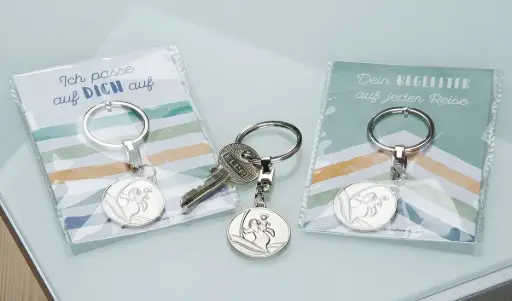 [SLH-30KRI03] Porte-clef St Christophe moderne - métal/mod UMDV (90x30mm)