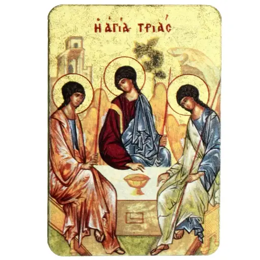 [ATM-13MGL01TRI] Magnet icon/wood - 55x80mm - H. Trinity Roublev