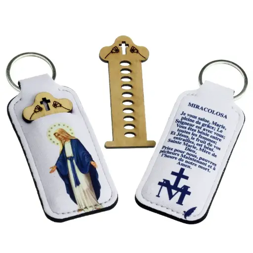 [SLH-40M01WON] Schlüsselanhänger - Wuntertätige Madonna/texte FR (40x110mm)