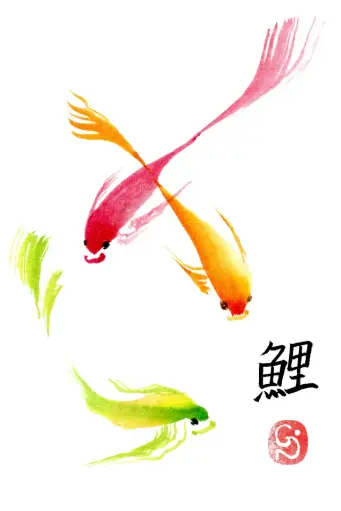 [PDO-00NG034] Dubbelkaart serie 'Japonaise' - Les carpes 034 - 10x15cm + envel.