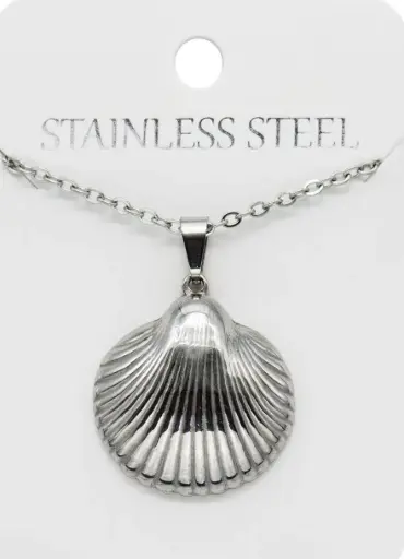 [HKM-72NS091] Chaîne (48-55cm)  avec coquille 25mm - en inox
