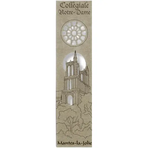 [PDO-00MPL974] Marque-page découpé - Collégiale Notre Dame/Mantes-la-Jolie  - assorti (52,5x210mm)