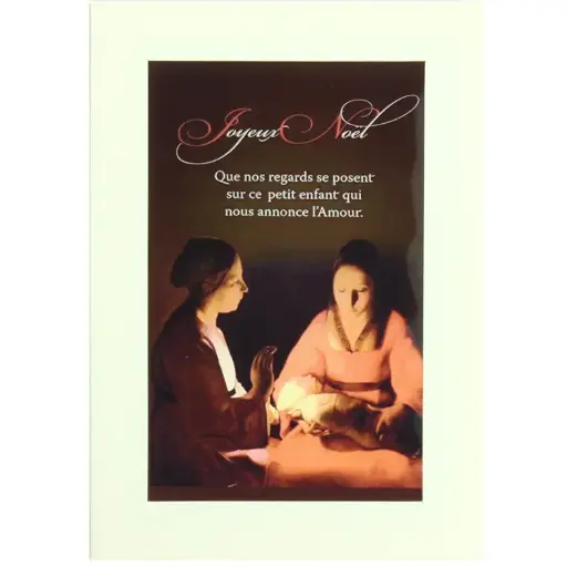 [CRT-18VIT6] Kerstkaart/vitro-dubbel Geboorte + tekst FR - 10,5x15cm/cello+omslag