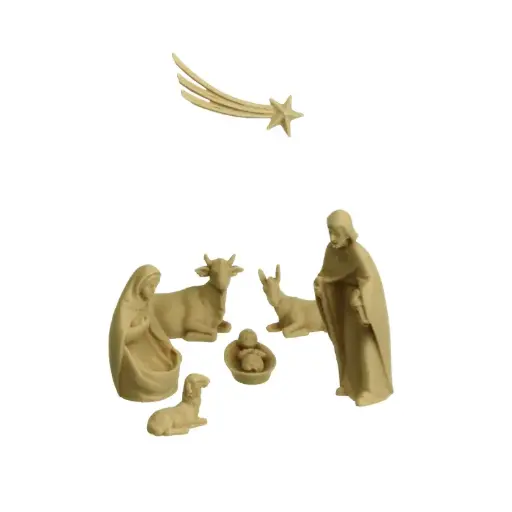 [KGR-47LK01G01] Krippenfiguren modern/3-D - 7-Teilig - 4,5 F holzfarbe (45mm)