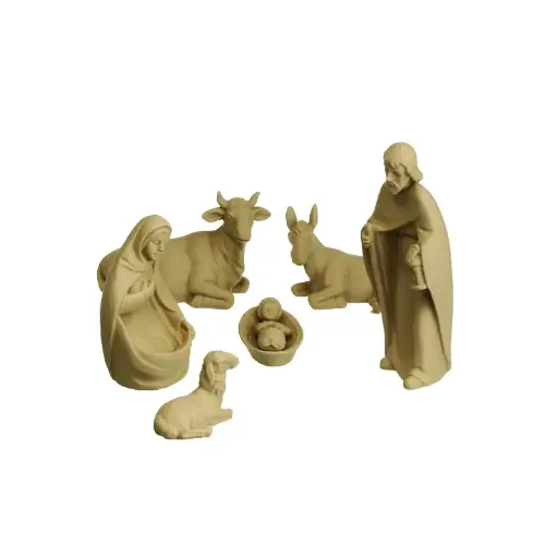 [KGR-47LK01G03] Nativity figures modern/3-D - 7-pieces - woodtone (75mm)