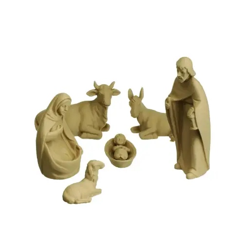 [KGR-47LK01G04] Krippenfiguren modern/3-D - 7-Teilig - 4,5 F holzfarbe (90mm)