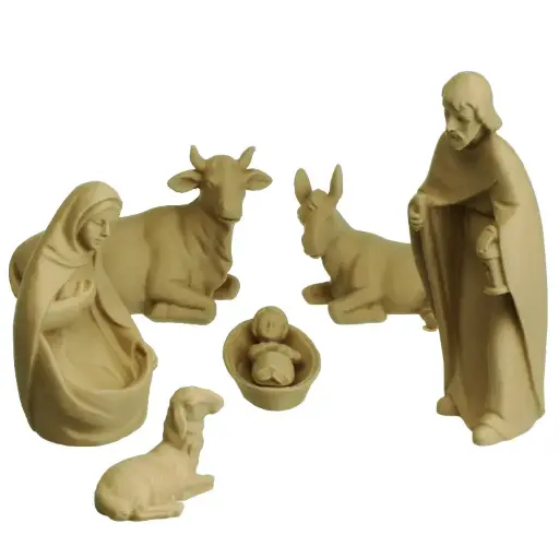 [KGR-47LK01G06] Nativity figures modern/3-D - 7-pieces - woodtone (120mm)