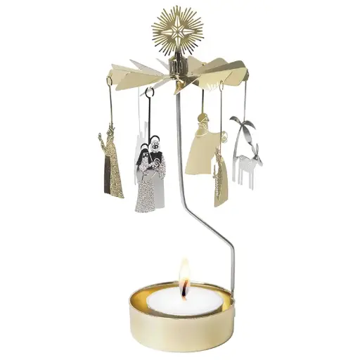 [KAN-62AN763] Rot. candlehold Crib gold/silver -16cm